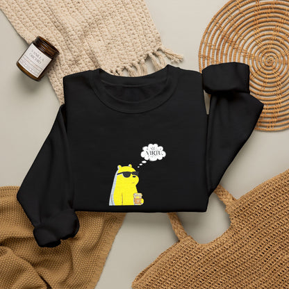 Cool Ice Bear Crewneck Sweatshirt — "Meow" Graphic