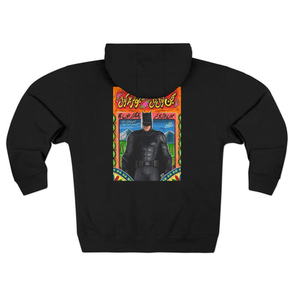 Batman Graphic Zip Hoodie – Colorful Urdu Poster Back Print