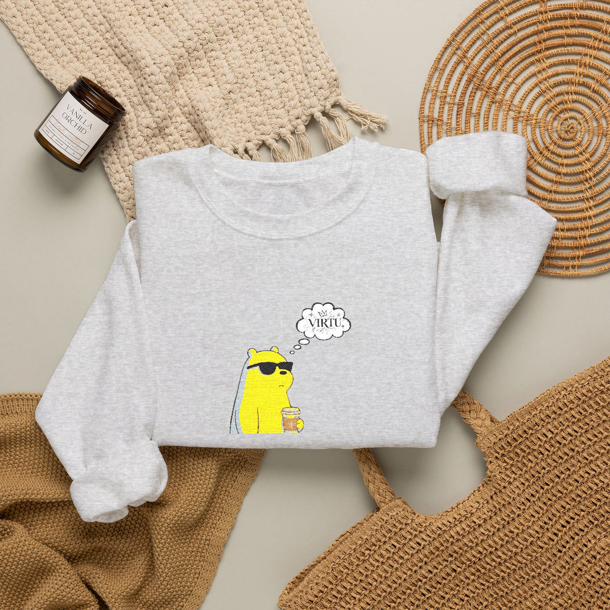 Cool Ice Bear Crewneck Sweatshirt — "Meow" Graphic