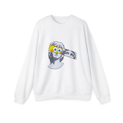 Classical Bust Sweatshirt with Cartoon Eye Mask – Surreal Art Streetwear