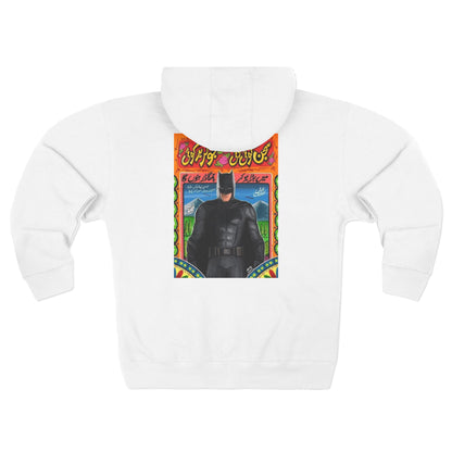 Batman Graphic Zip Hoodie – Colorful Urdu Poster Back Print