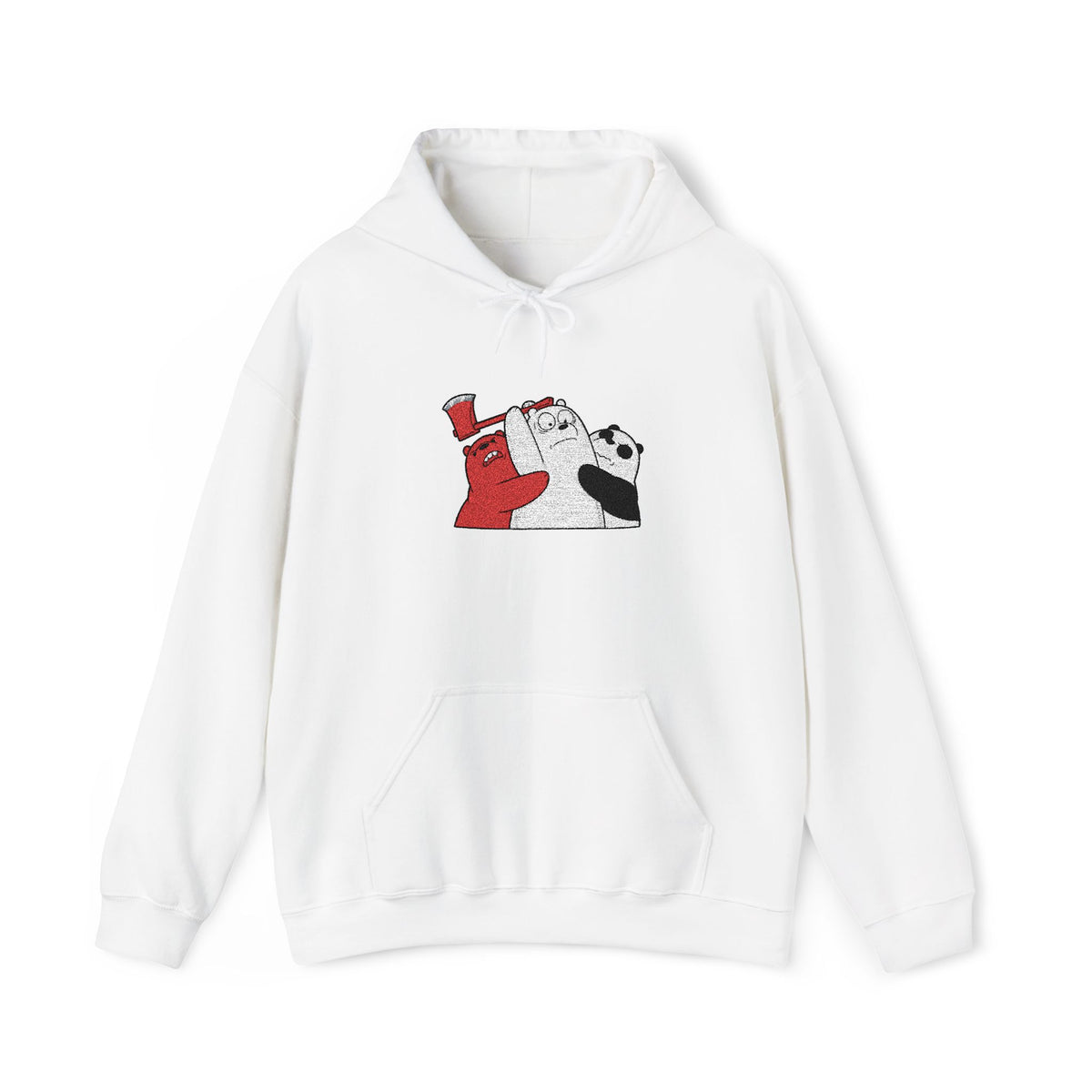 Polar Bear Duo Embroidered White Hoodie