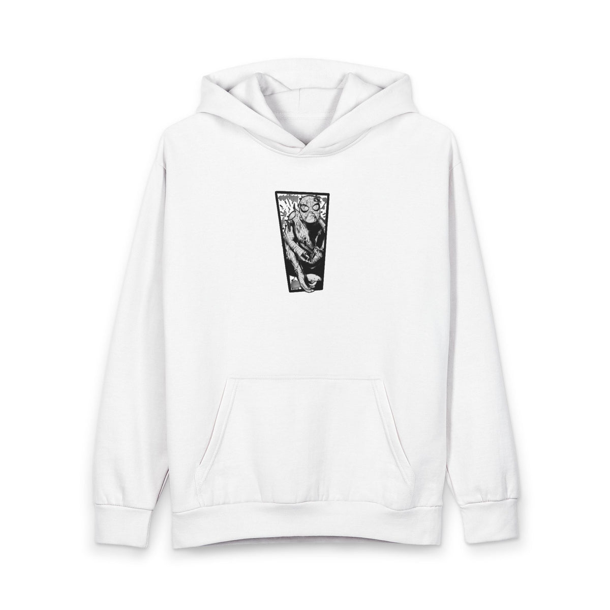 SPIDER-MAN Classic White Hoodie with Black Exclamation Artwork