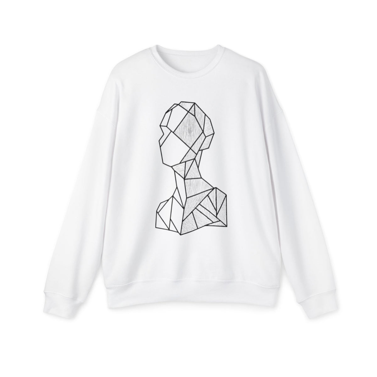 Abstract Geometric Bust Sweatshirt - Minimal Line Art Crewneck