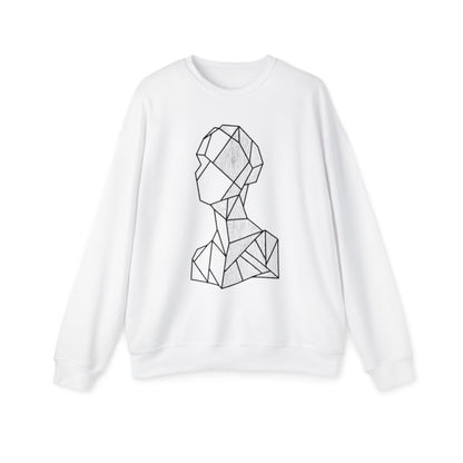Abstract Geometric Bust Sweatshirt - Minimal Line Art Crewneck