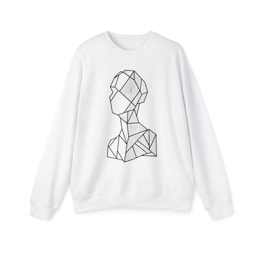 Abstract Geometric Bust Sweatshirt - Minimal Line Art Crewneck