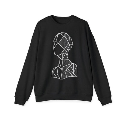 Abstract Geometric Bust Sweatshirt - Minimal Line Art Crewneck