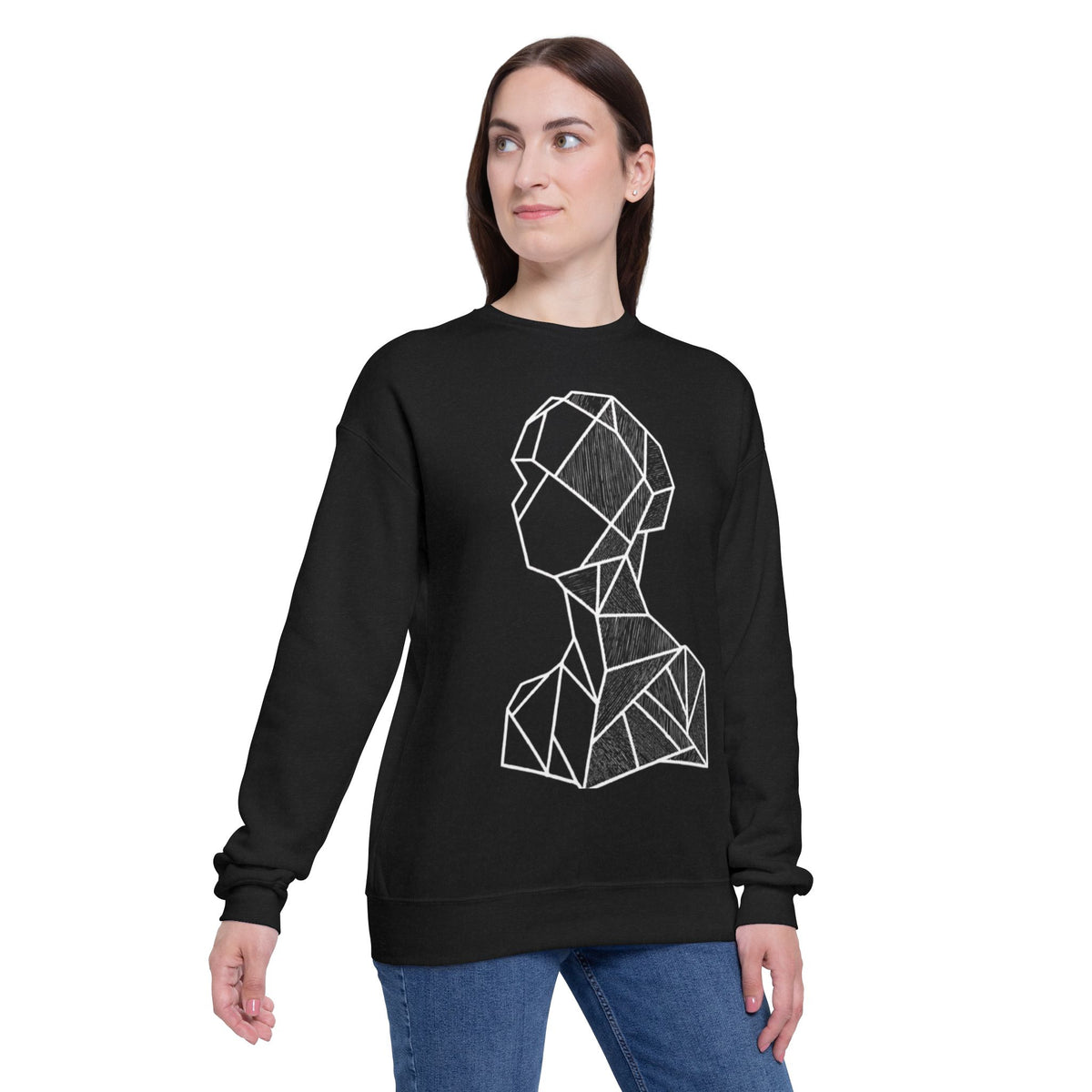 Abstract Geometric Bust Sweatshirt - Minimal Line Art Crewneck