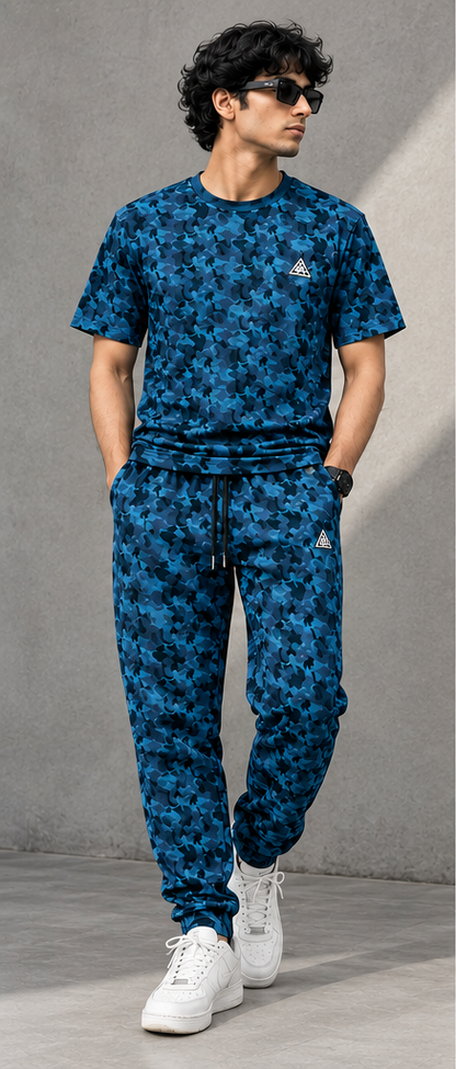 VIRTU Blue Camo Tracksuit Set – Premium Men’s Streetwear