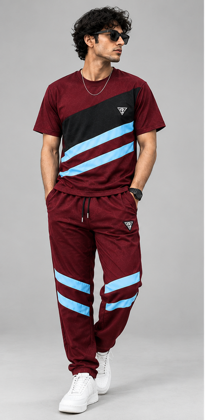 BLANCO Burgundy Premium Tracksuit Set – Men’s Streetwear